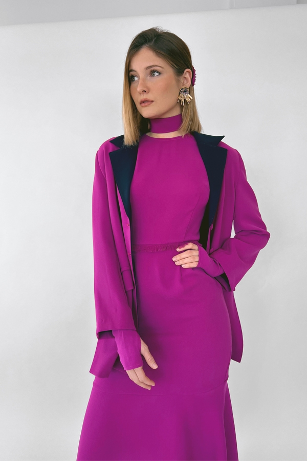 Vestido flecos violeta