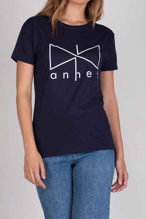 Camiseta azul logotipo