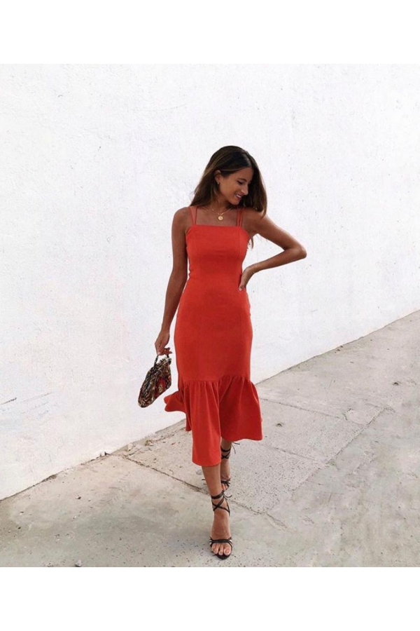 VESTIDO CREPE NARANJA